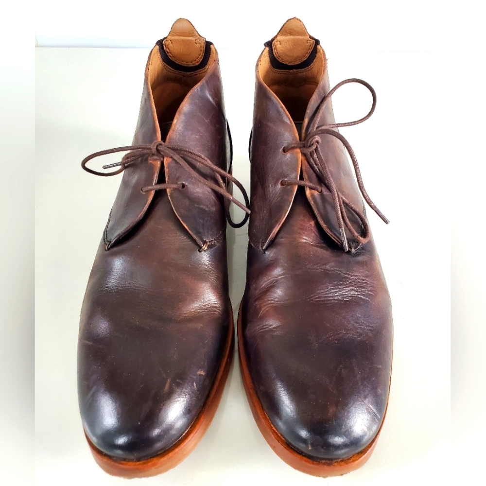 H By Hudson Mens Shoes MATTEO Brown Leather Chukka Boots Lace Up Size 41 US 8